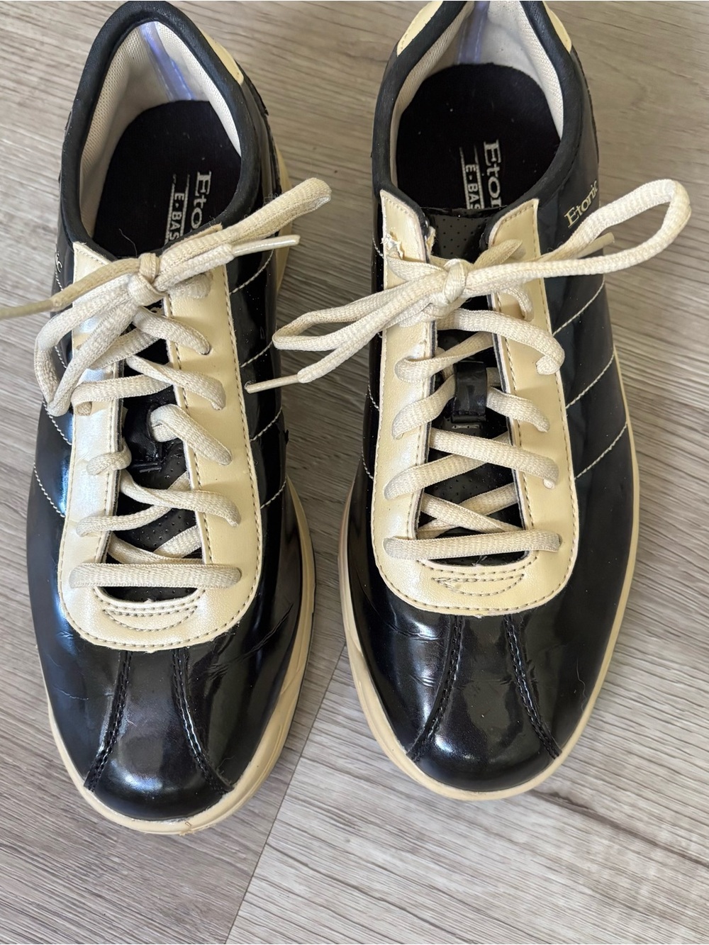 VIntage Retro Etonic "E-Basel" patent leather sneakers. Size 7.5